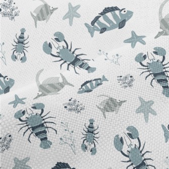 Hand Drawn Marine Life Performance Linen