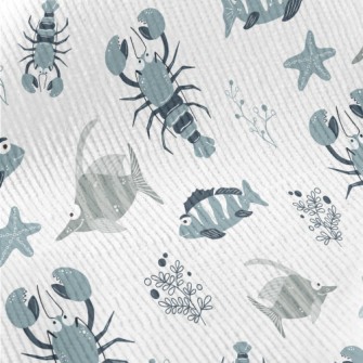 Hand Drawn Marine Life Standard Corduroy