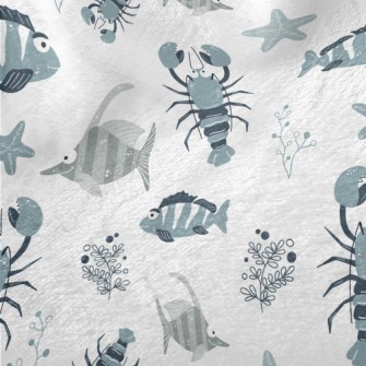 Hand Drawn Marine Life Minky