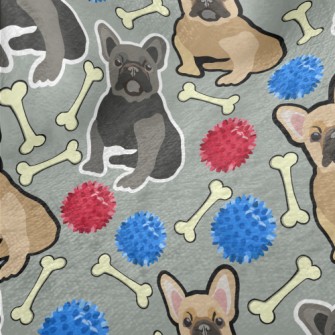 Hand Drawn Two Color Bulldog Minky