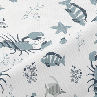 Hand Drawn Marine Life Piqué