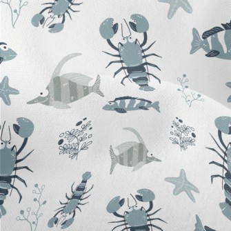 Hand Drawn Marine Life Lightweight Performance Linen