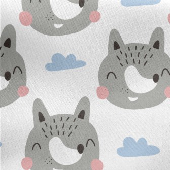 Cute And Friendly Gray Wolf Jersey Backed Fleece