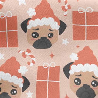 Sad Christmas Pug Jersey Backed Fleece