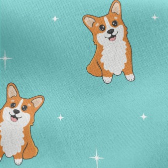 Cartoon Corgi Jersey Backed Fleece