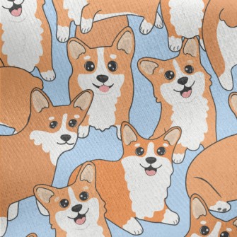 Cute Cartoon Corgi Jersey Backed Fleece