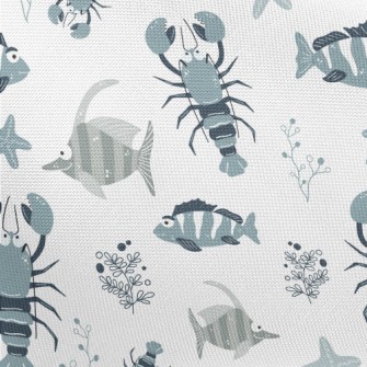 Hand Drawn Marine Life Pongee