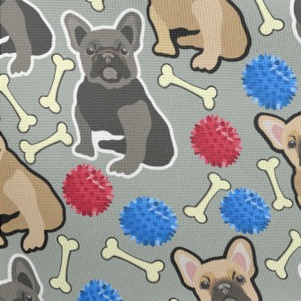 Hand Drawn Two Color Bulldog Pongee