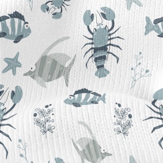 Hand Drawn Marine Life Stretch Jersey