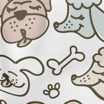 Funny Hand Drawn Puppy Lightweight Cotton Poplin