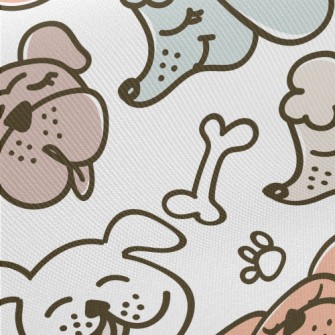 Funny Hand Drawn Puppy Midweight Cotton Poplin