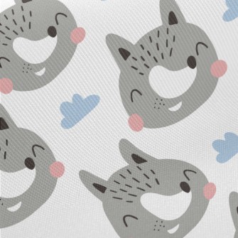 Cute And Friendly Gray Wolf Midweight Cotton Poplin