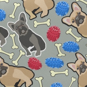 Hand Drawn Two Color Bulldog Midweight Cotton Poplin