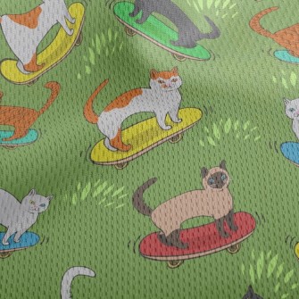 Handsome Skateboarding Cat Athletic Mesh Flat Back