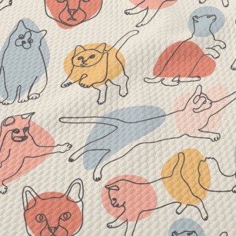 Colorful Color Block Line Cat Birdseye Piqué
