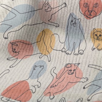 Colorful Color Block Line Cat Terry