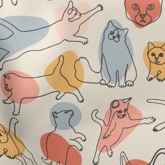 Colorful Color Block Line Cat Stretch Ponte