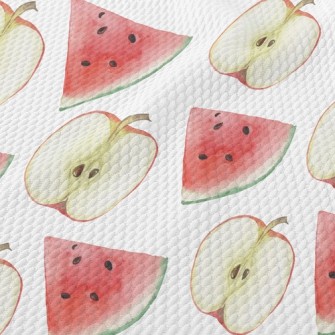 Sliced Apple Watermelon Birdseye Piqué