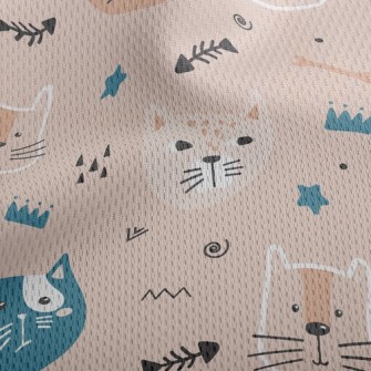 Playful Cat Fish Bones Athletic Mesh Flat Back