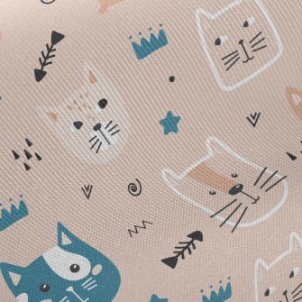 Playful Cat Fish Bones Twill