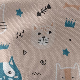Playful Cat Fish Bones Waterproof Canvas