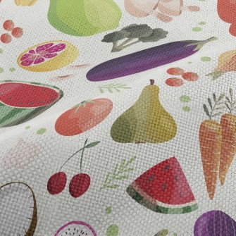 Watercolor Depiction Of Fruits Performance Linen