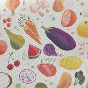 Watercolor Depiction Of Fruits Twill