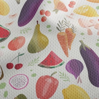 Watercolor Depiction Of Fruits Athletic Mesh Flat Back