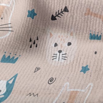 Playful Cat Fish Bones Terry