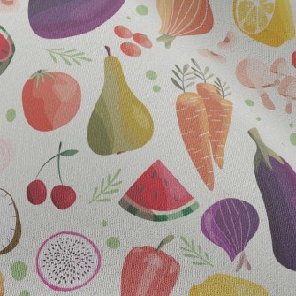 Watercolor Depiction Of Fruits Chiffon
