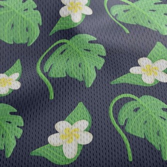 Plumeria Tropical Leaves Athletic Mesh Flat Back