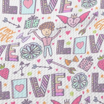 Cartoon Love And Peace Birdseye Piqué