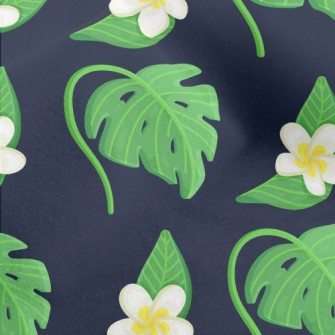 Plumeria Tropical Leaves Micro Fleece