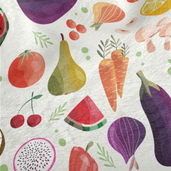 Watercolor Depiction Of Fruits Minky