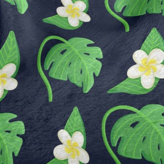 Plumeria Tropical Leaves Minky