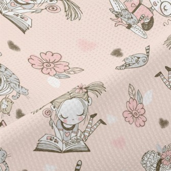 Girls Reading Time Piqué