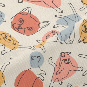 Colorful Color Block Line Cat Piqué