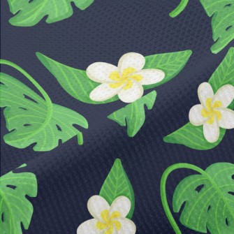 Plumeria Tropical Leaves Piqué