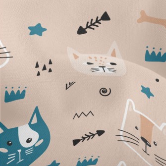 Playful Cat Fish Bones Lightweight Performance Linen