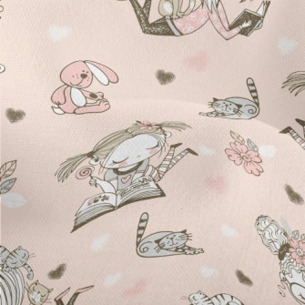Girls Reading Time Lightweight Performance Linen