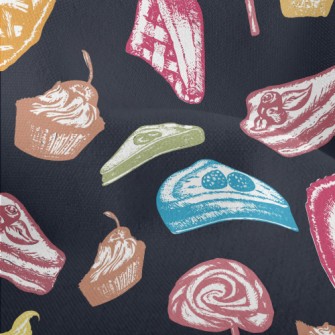 Crayon Doodle Delicious Desser Lightweight Performance Linen