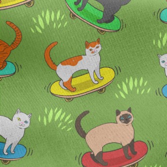 Handsome Skateboarding Cat Jersey Backed Fleece