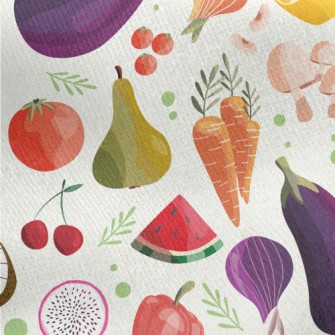 Watercolor Depiction Of Fruits Jersey Backed Fleece