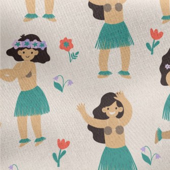 Hawaiian Hula Girl Jersey Backed Fleece