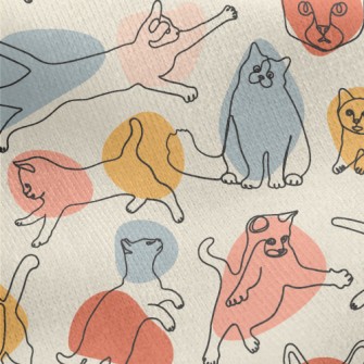 Colorful Color Block Line Cat Jersey Backed Fleece