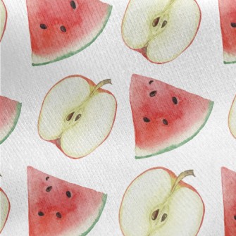 Sliced Apple Watermelon Jersey Backed Fleece