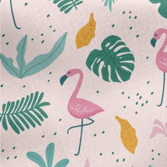 Tropical Island Flamingo Jersey Backed Fleece