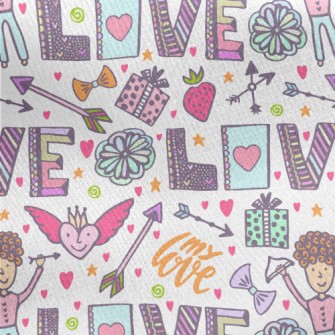 Cartoon Love And Peace Jersey Backed Fleece