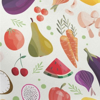 Watercolor Depiction Of Fruits Pongee