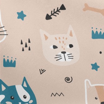 Playful Cat Fish Bones Pongee